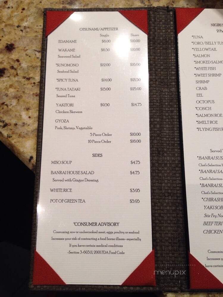 Banrai Sushi - Orlando, FL menu_pic