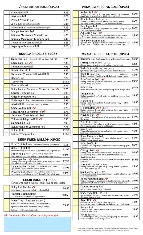 Mr Sake Sushi & Grill - Louisville, CO menu_pic