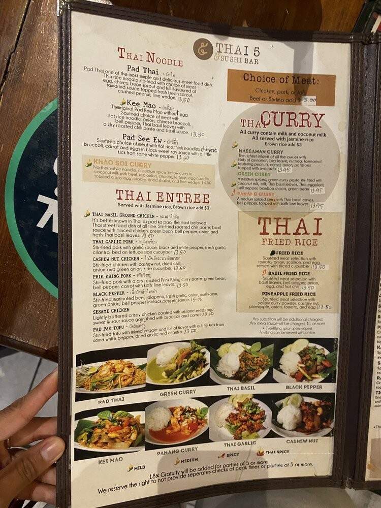 Thai 5 & Sushi Bar - Atlanta, GA menu_pic