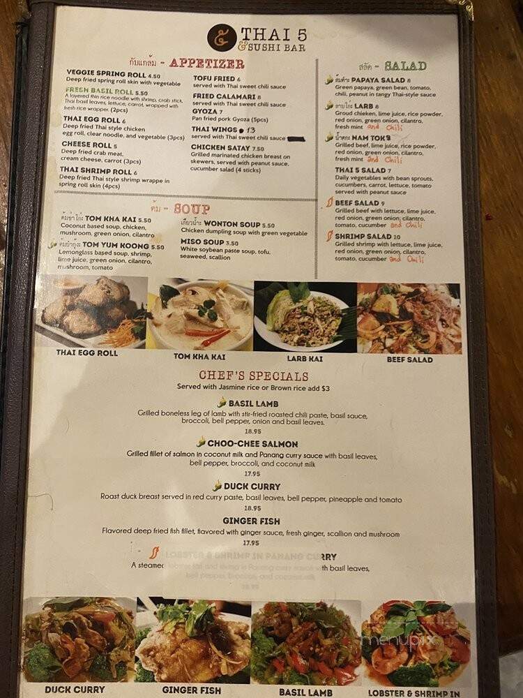 Thai 5 & Sushi Bar - Atlanta, GA menu_pic