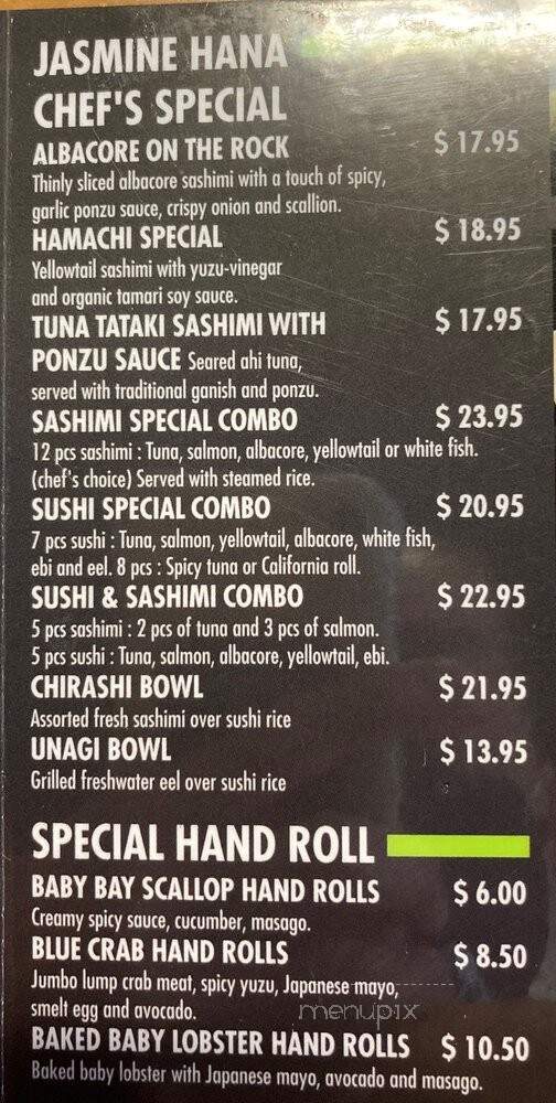 Jasmine Hana Sushi & Thai - San Pedro, CA menu_pic