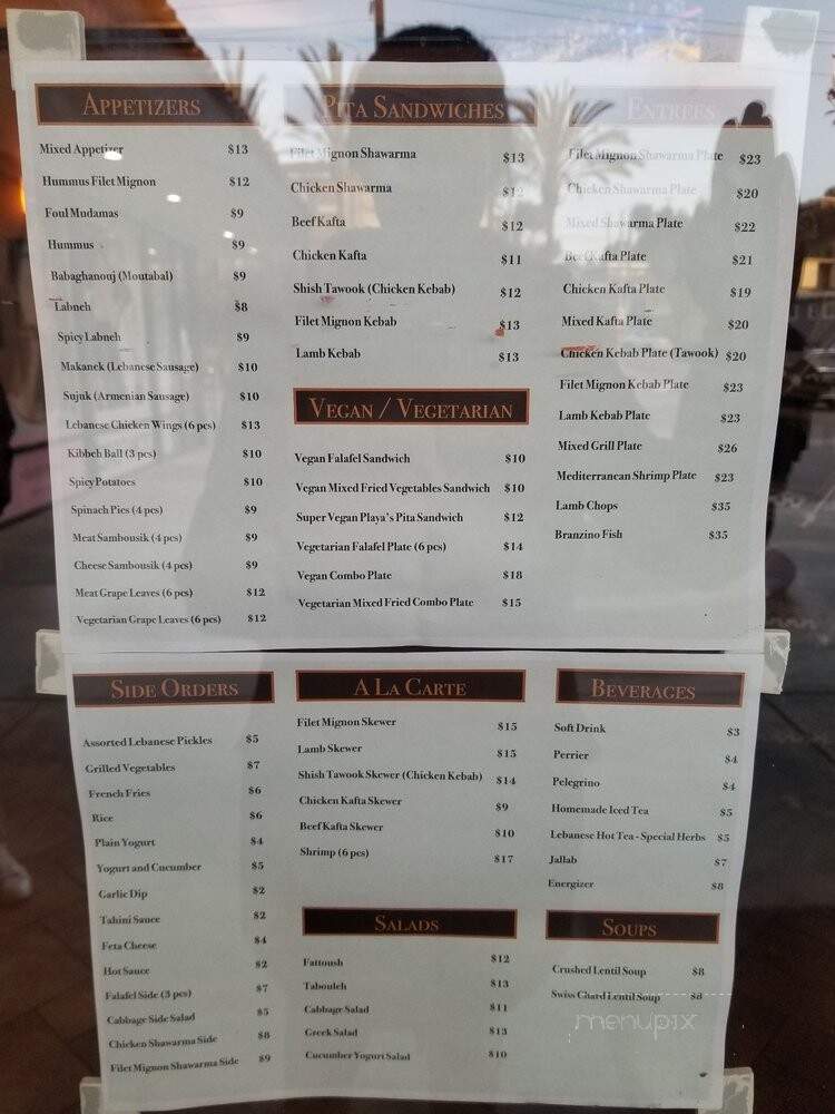 Playa's Pita Lebanese Cuisine - Playa Del Rey, CA menu_pic