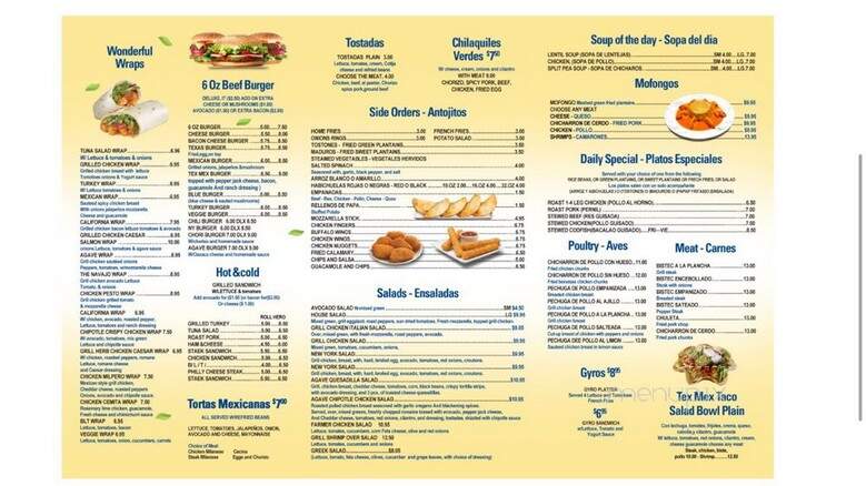 Agave Mexican & American Grill - New York, NY menu_pic