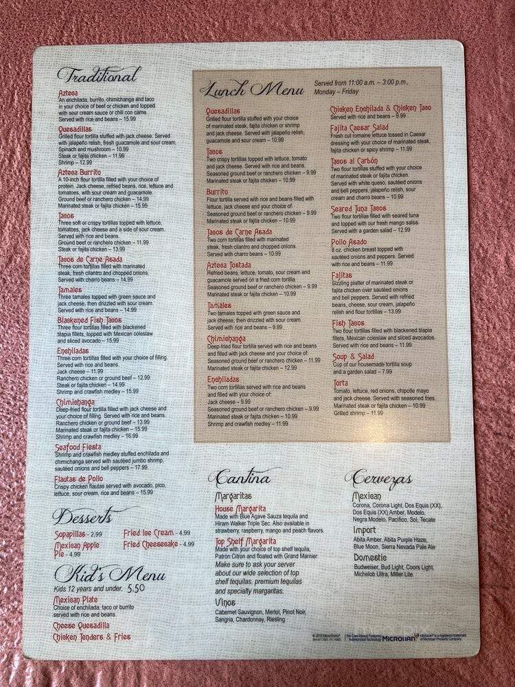 Aztecas Mexican Restaurant - Baton Rouge, LA menu_pic