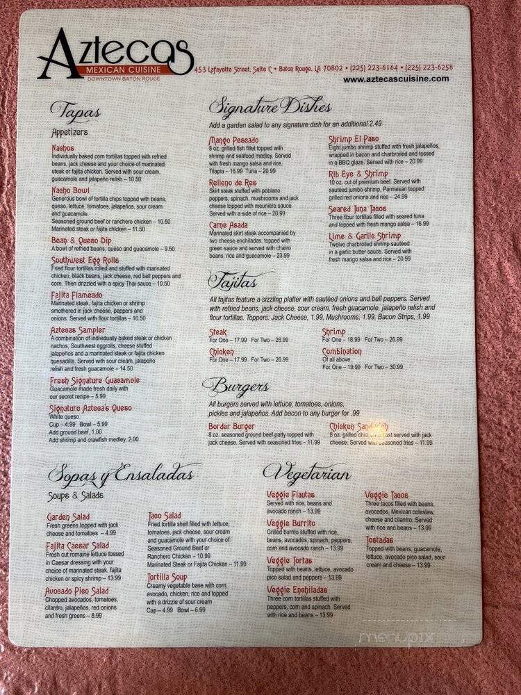 Aztecas Mexican Restaurant - Baton Rouge, LA menu_pic
