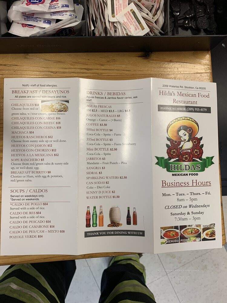 Hilda's Mexican Food - Stockton, CA menu_pic