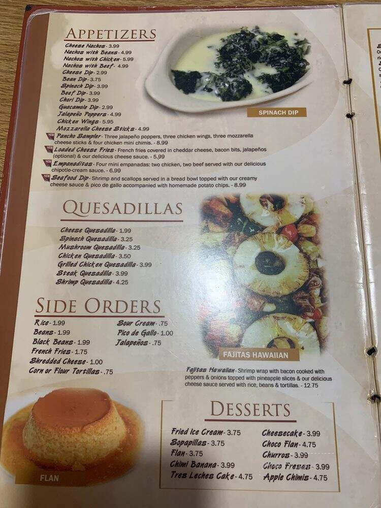 Panchinto's Mexican Restaurant - Whiteville, NC menu_pic