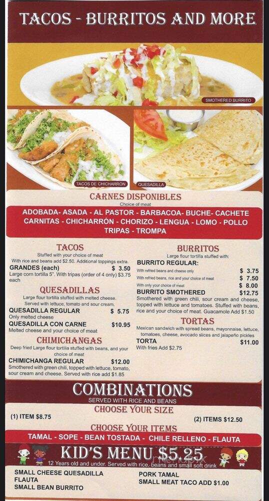 Taqueria Los Cazos - Fort Lupton, CO menu_pic