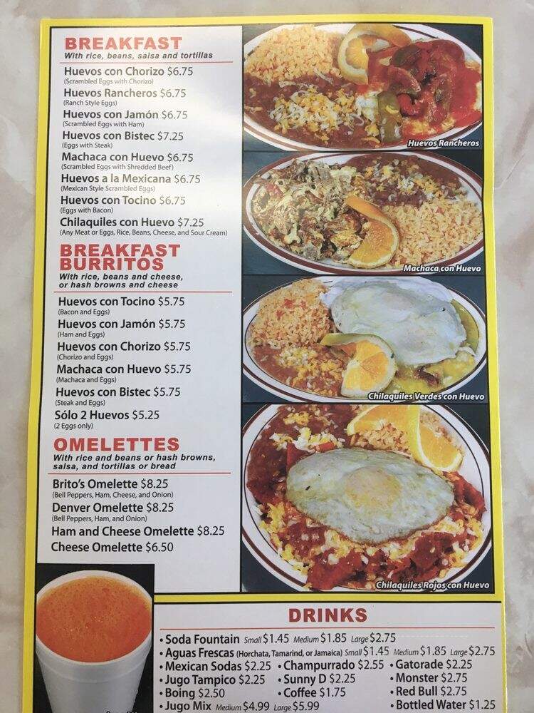 Britos Taqueria & Restaurant - Santa Ana, CA menu_pic