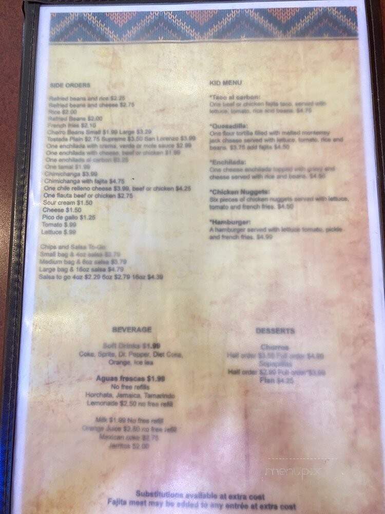 San Lorenzo Taqueria - League City, TX menu_pic