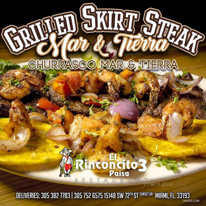 El Rinconcito Paisa Number 3 - Miami, FL menu_pic