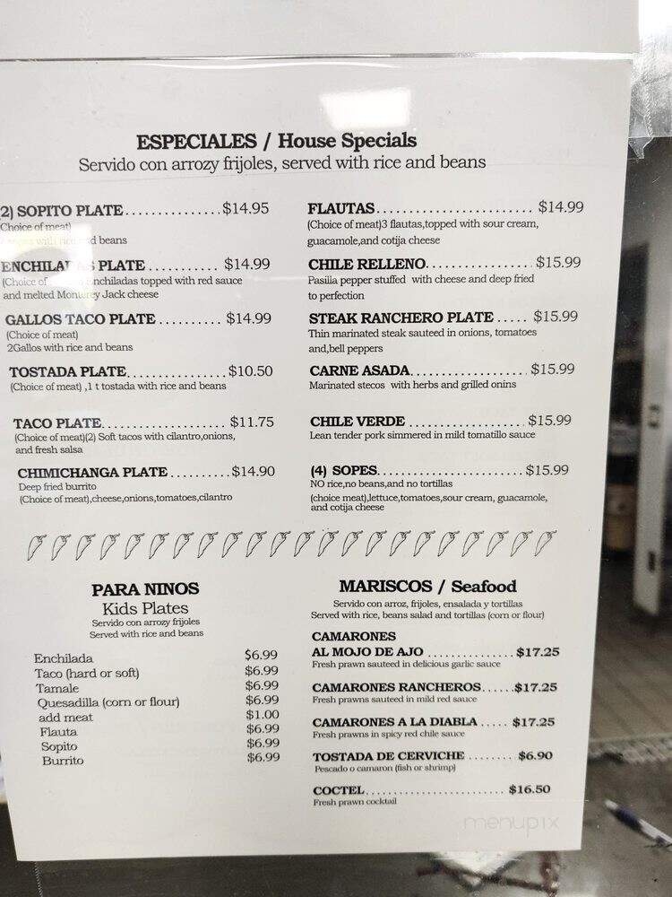 Los Dos Gallos - Fremont, CA menu_pic