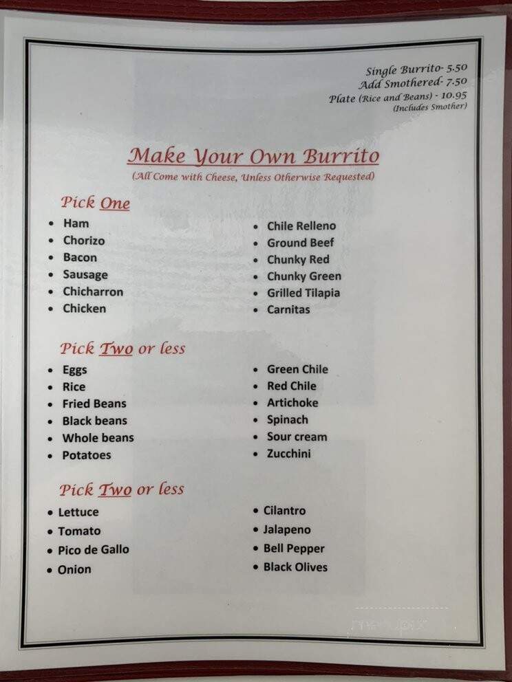 La Mexicana - Bayard, NM menu_pic