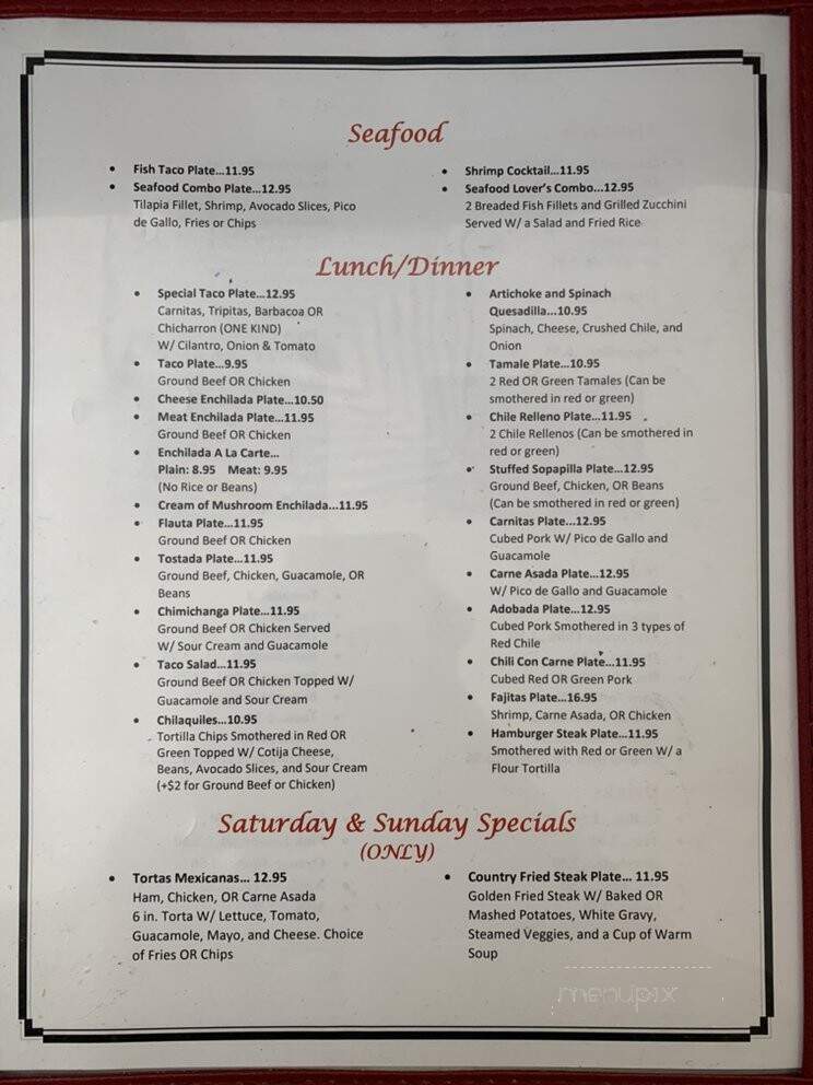 La Mexicana - Bayard, NM menu_pic