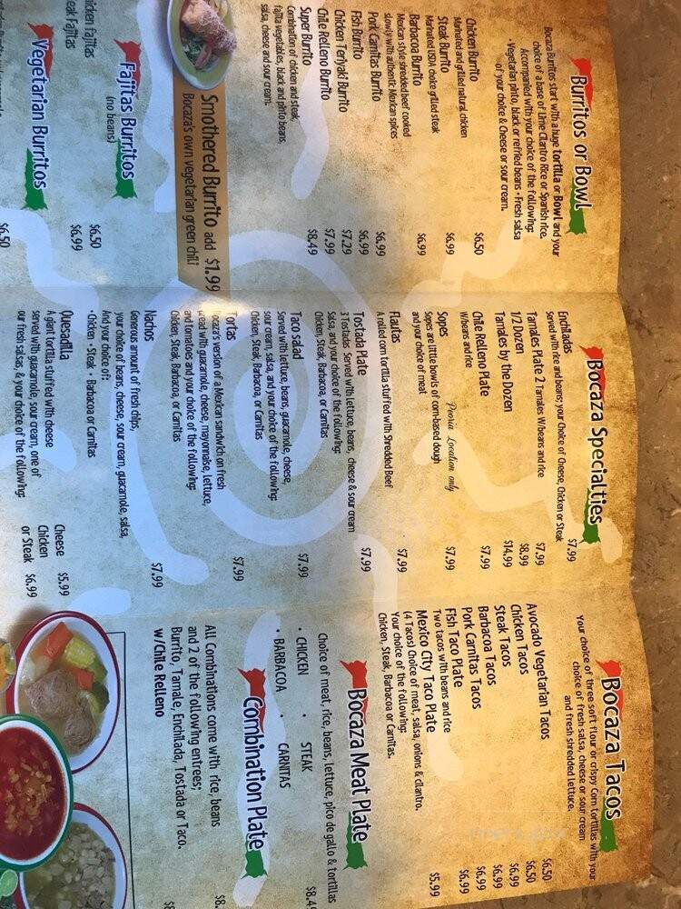 Bocaza Mexican Grill - Denver, CO menu_pic