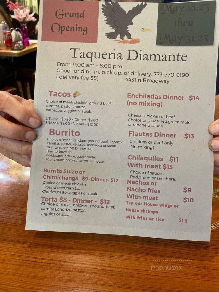Diamante Azul - Chicago, IL menu_pic