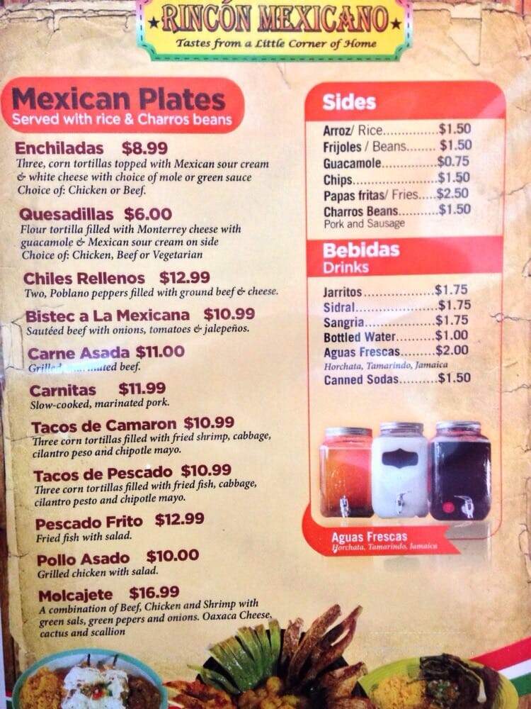 Rincon Mexicano - Somerville, MA menu_pic