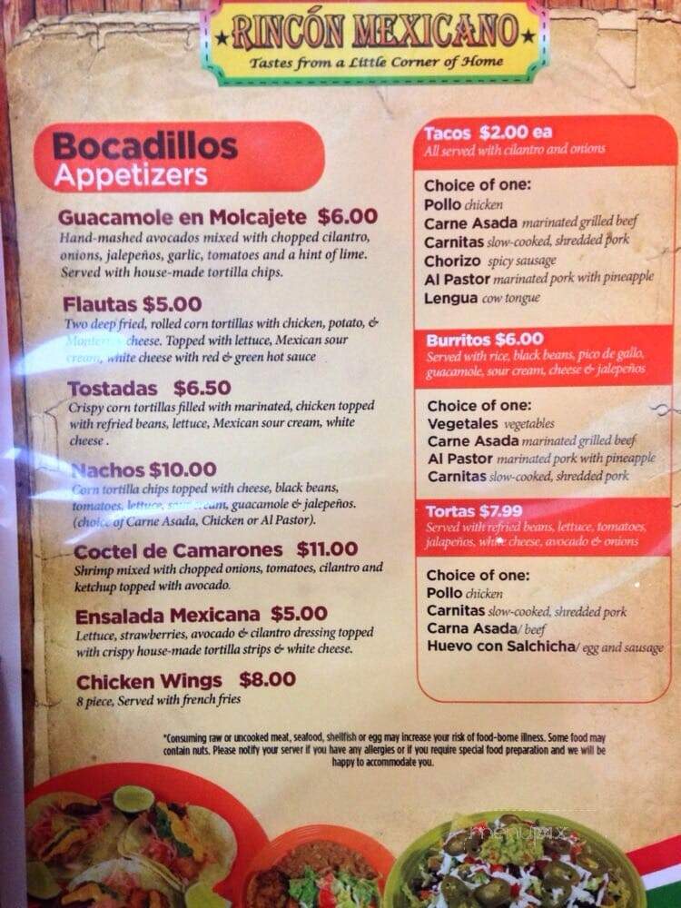 Rincon Mexicano - Somerville, MA menu_pic