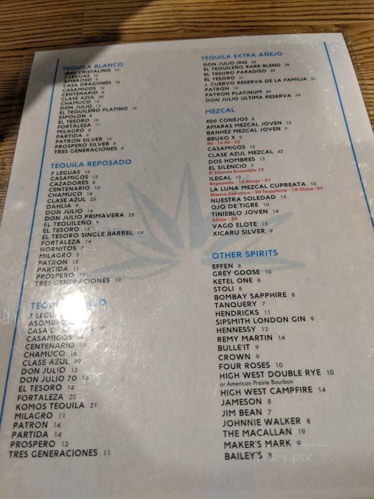 Mezcal Taqueria - Sacramento, CA menu_pic
