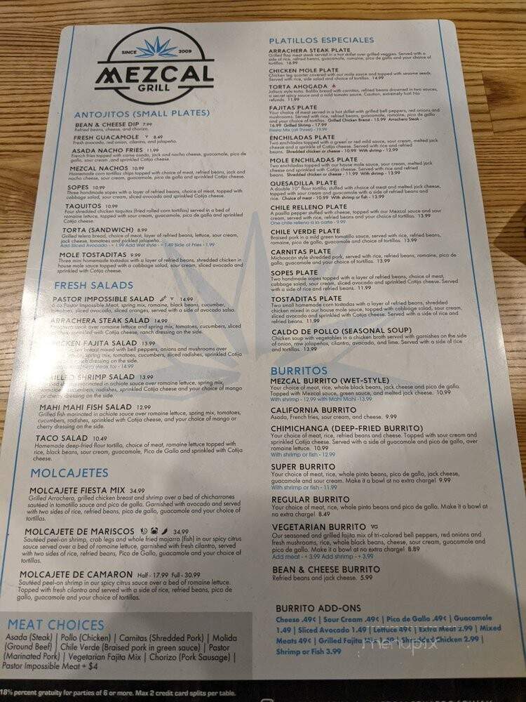 Mezcal Taqueria - Sacramento, CA menu_pic