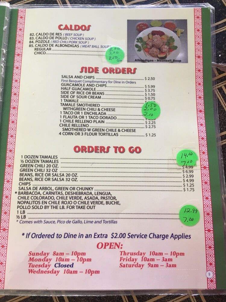 Juarez Restaurant - Denver, CO menu_pic