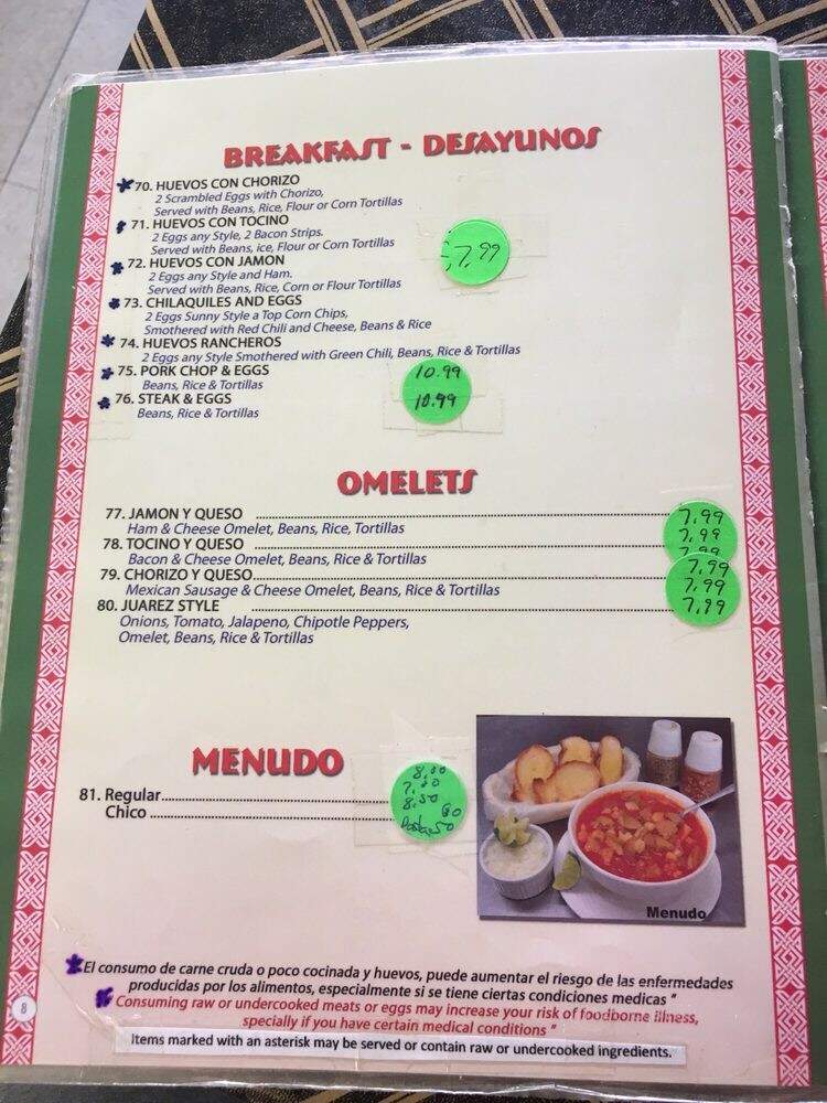 Juarez Restaurant - Denver, CO menu_pic