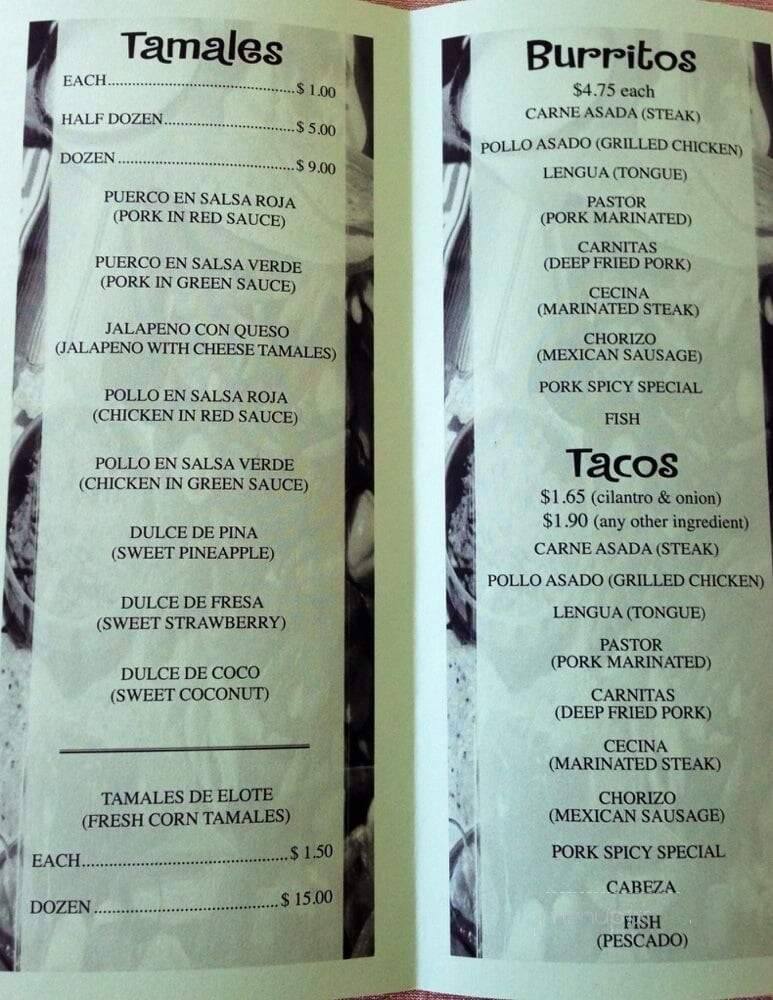 Isitro's Tamales and Taqueria - Kankakee, IL menu_pic