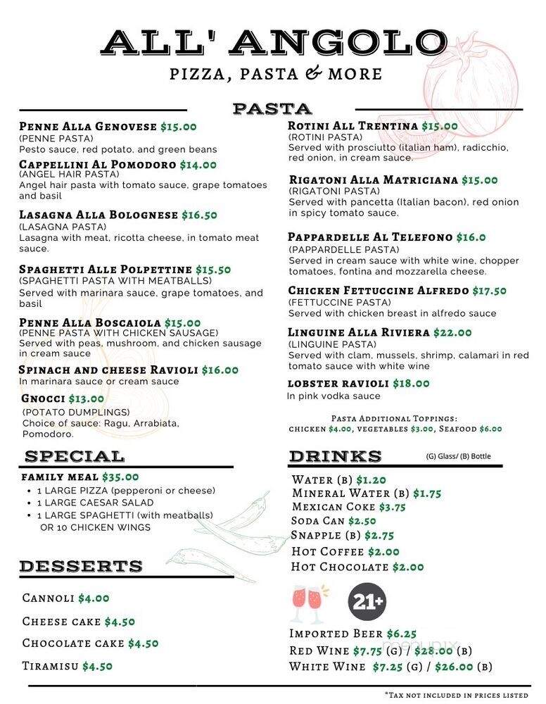 All' Angolo Pizza & Pasta - Los Angeles, CA menu_pic
