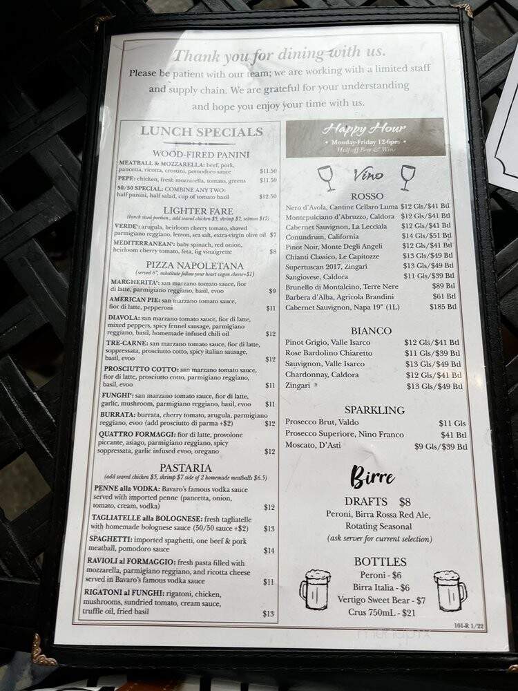 Bavaro's Pizza Napoletana & Pastaria - Tampa, FL menu_pic