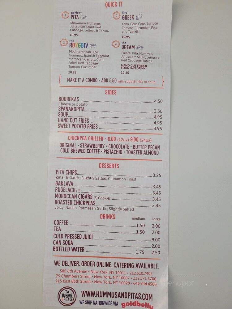 Hummus & Pita Co - New York, NY menu_pic
