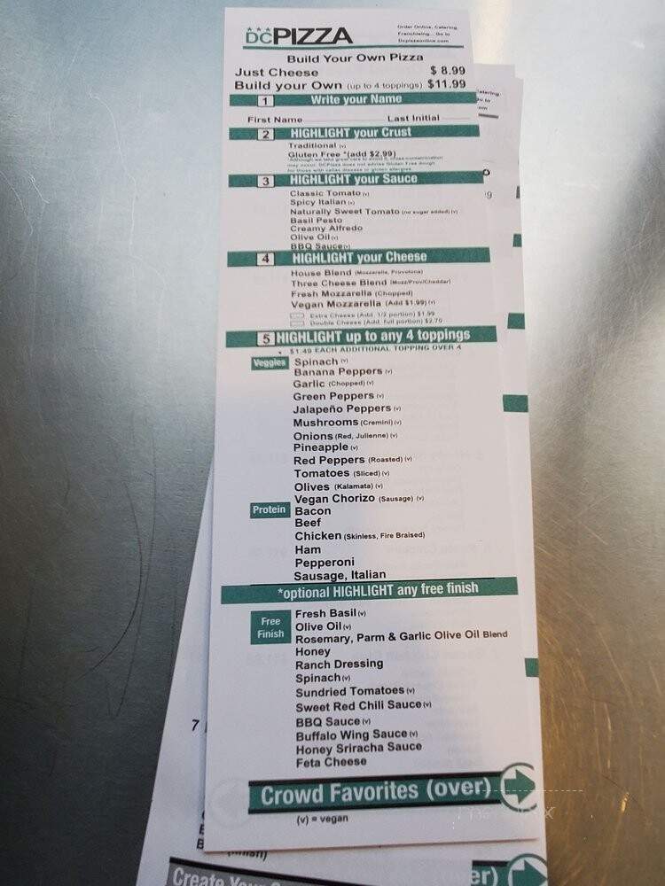 DC Pizza - Washington, DC menu_pic