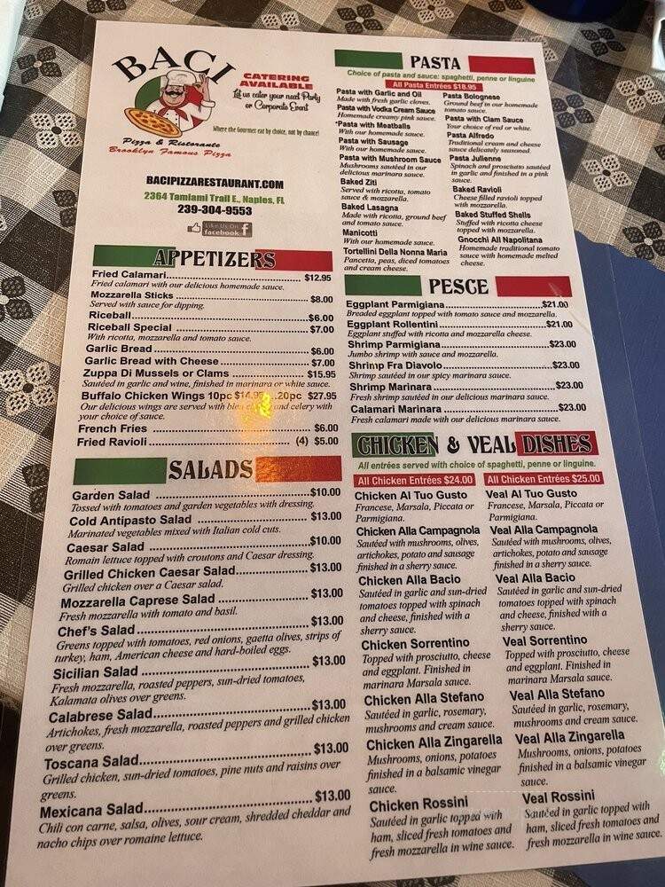 Baci Pizza Restaurant - Naples, FL menu_pic