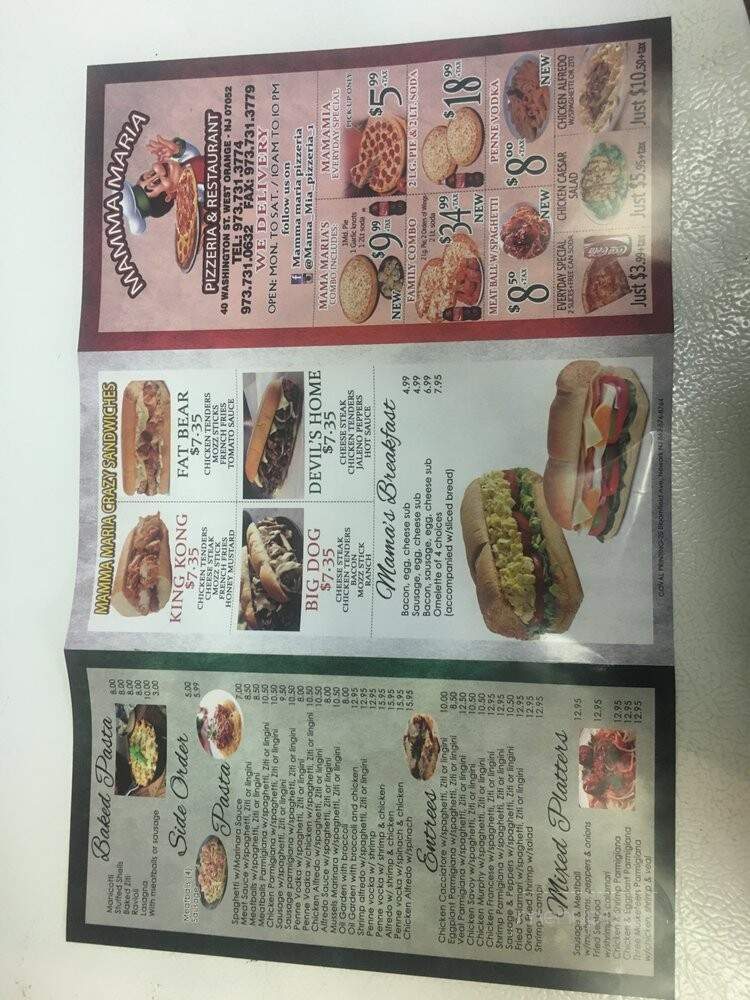Mamma Maria Pizza - West Orange, NJ menu_pic