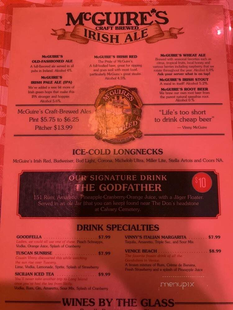 Vinny McGuire's Pizza Pub - Destin, FL menu_pic
