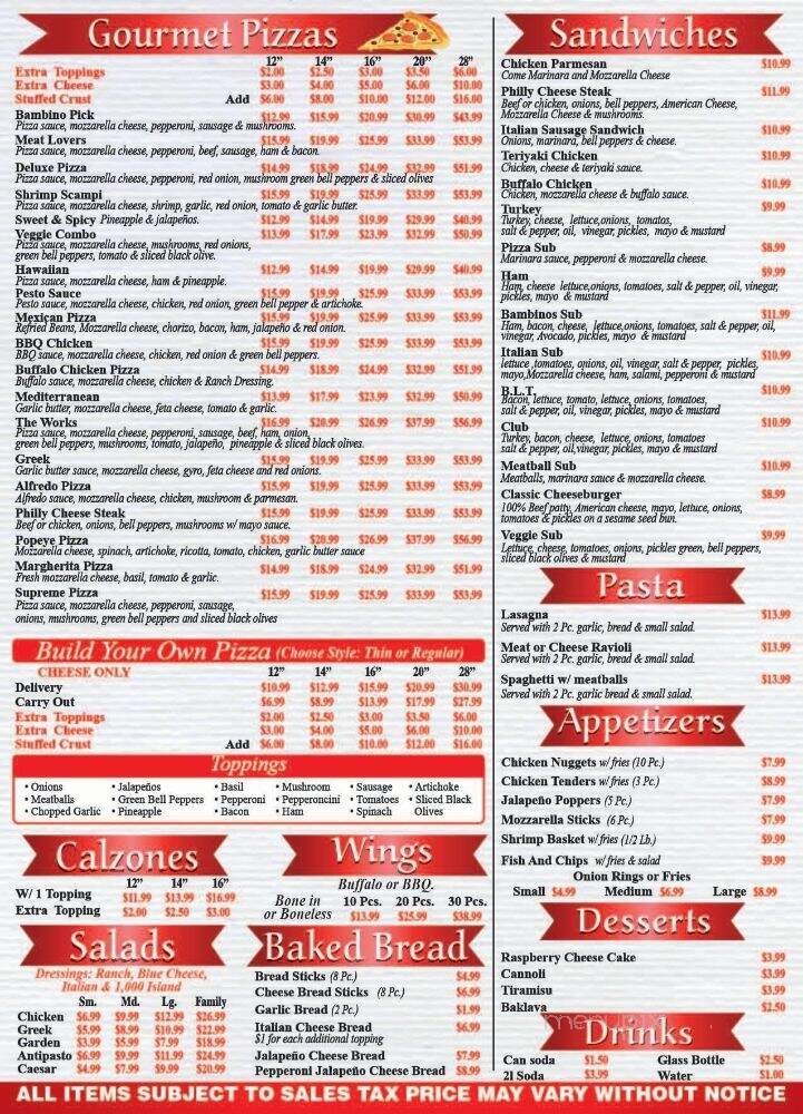 Giant Bambino's Pizza - Lakeside, CA menu_pic