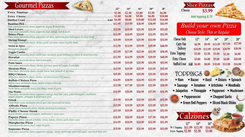 Giant Bambino's Pizza - Lakeside, CA menu_pic