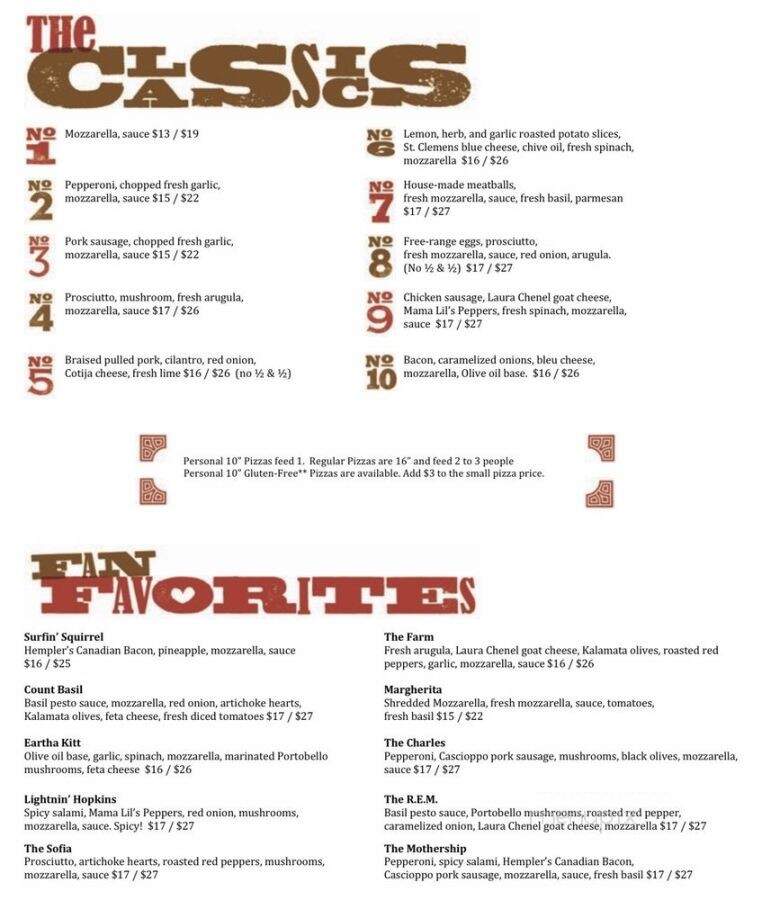 Flying Squirrel Pizza - Seattle, WA menu_pic