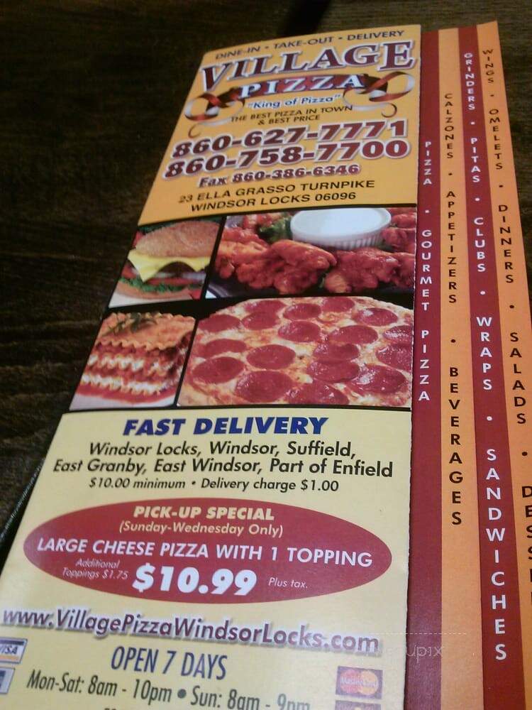 Village Pizza - Windsor Locks, CT menu_pic