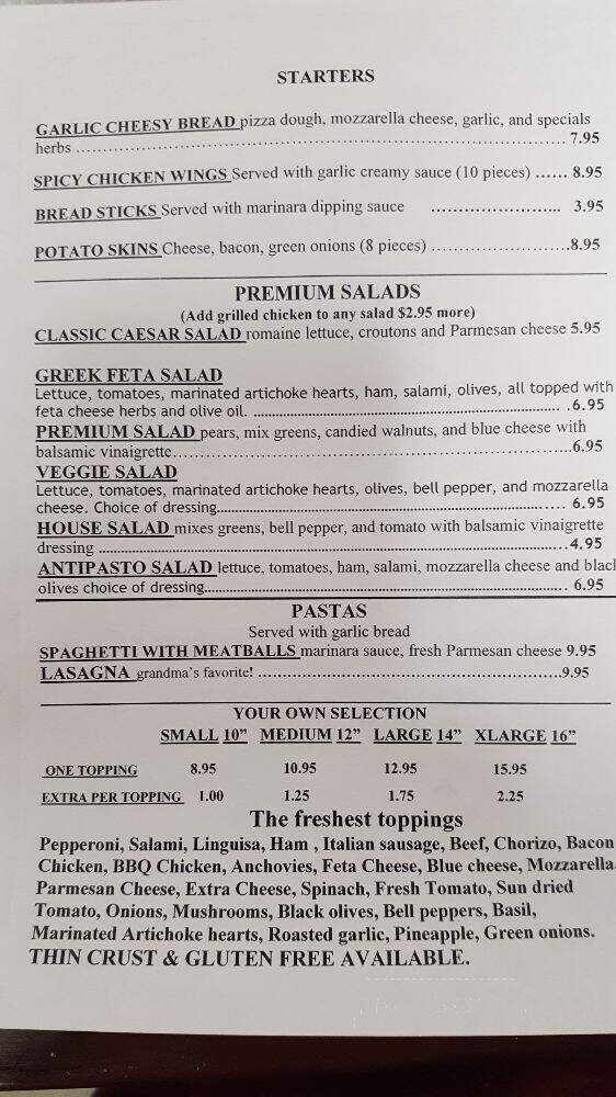 Premium Pizza - San Jose, CA menu_pic
