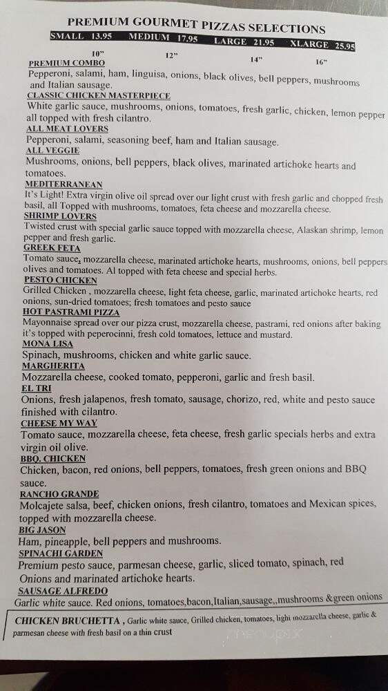 Premium Pizza - San Jose, CA menu_pic