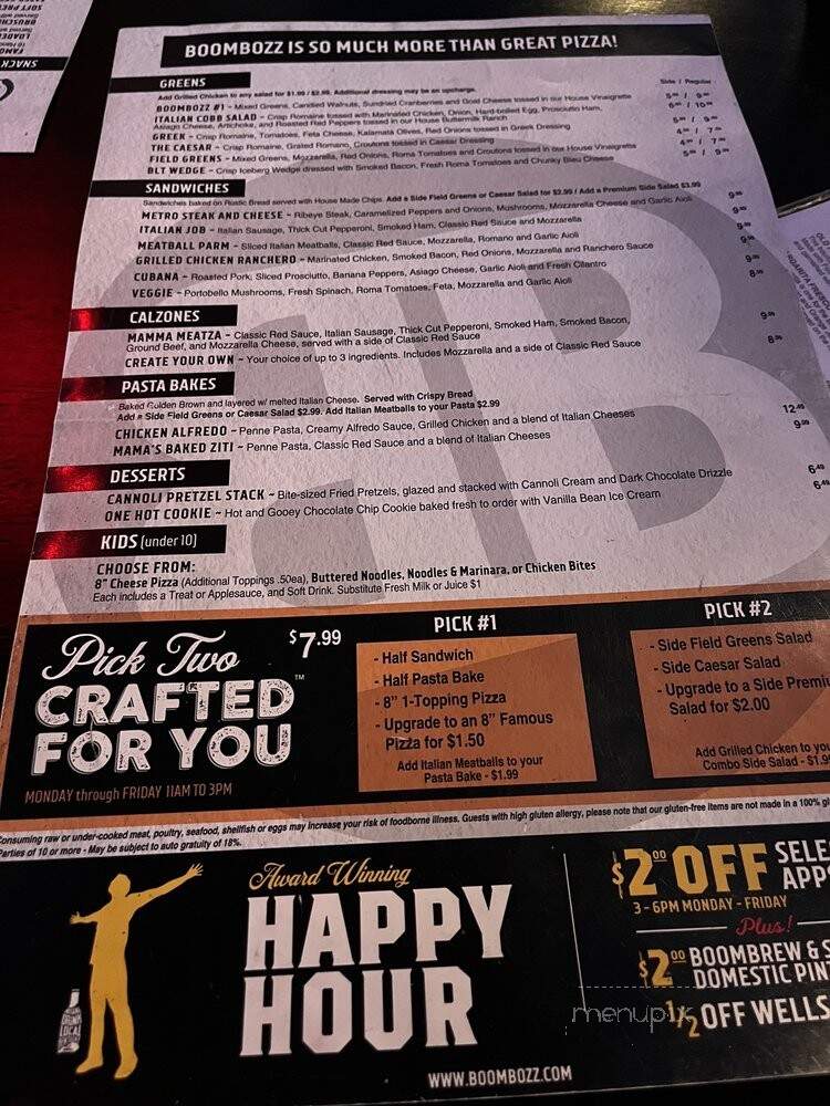 Boombozz Famous Gourmet Pizza - Louisville, KY menu_pic