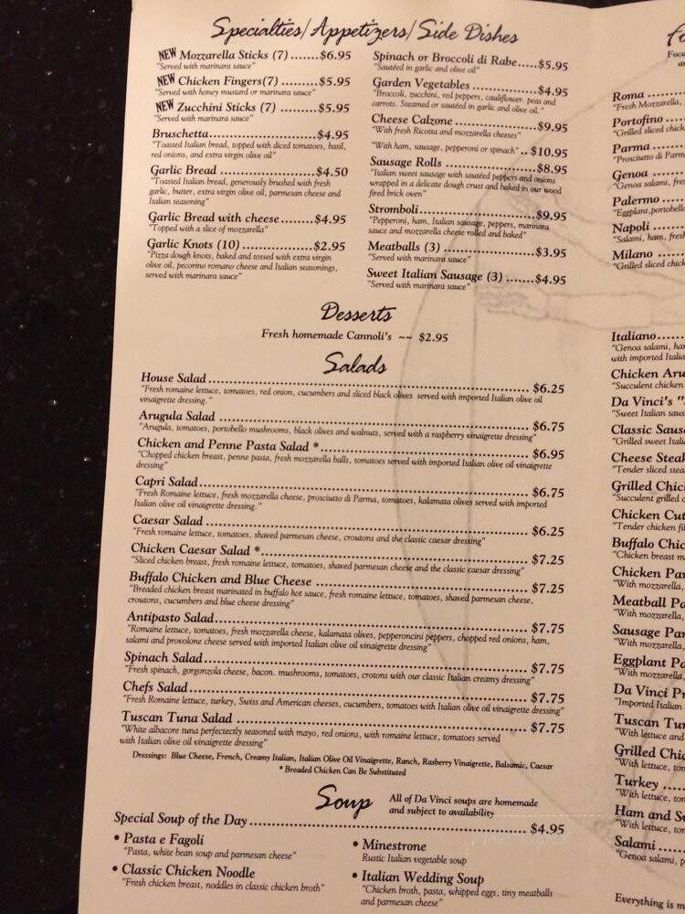 Davinci's Brick Oven Pizza - Montclair, NJ menu_pic