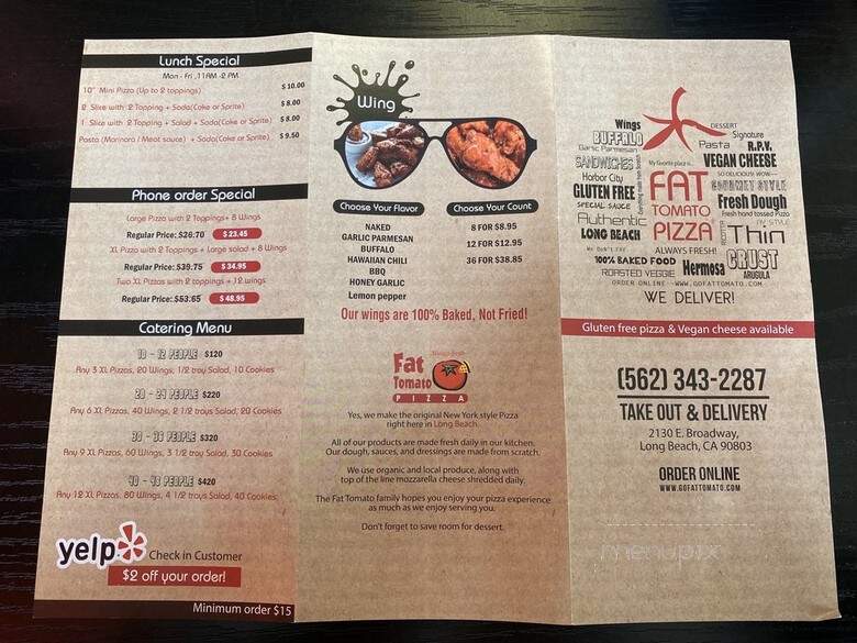 Fat Tomato Pizza - Long Beach, CA menu_pic