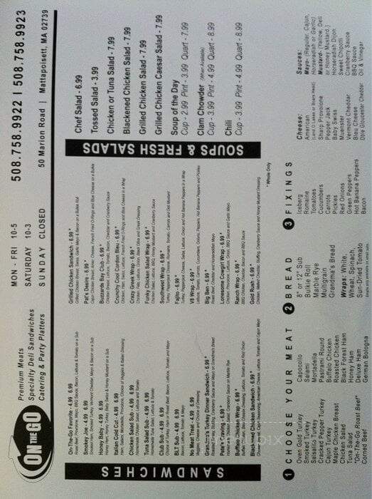 On The Go - Mattapoisett, MA menu_pic