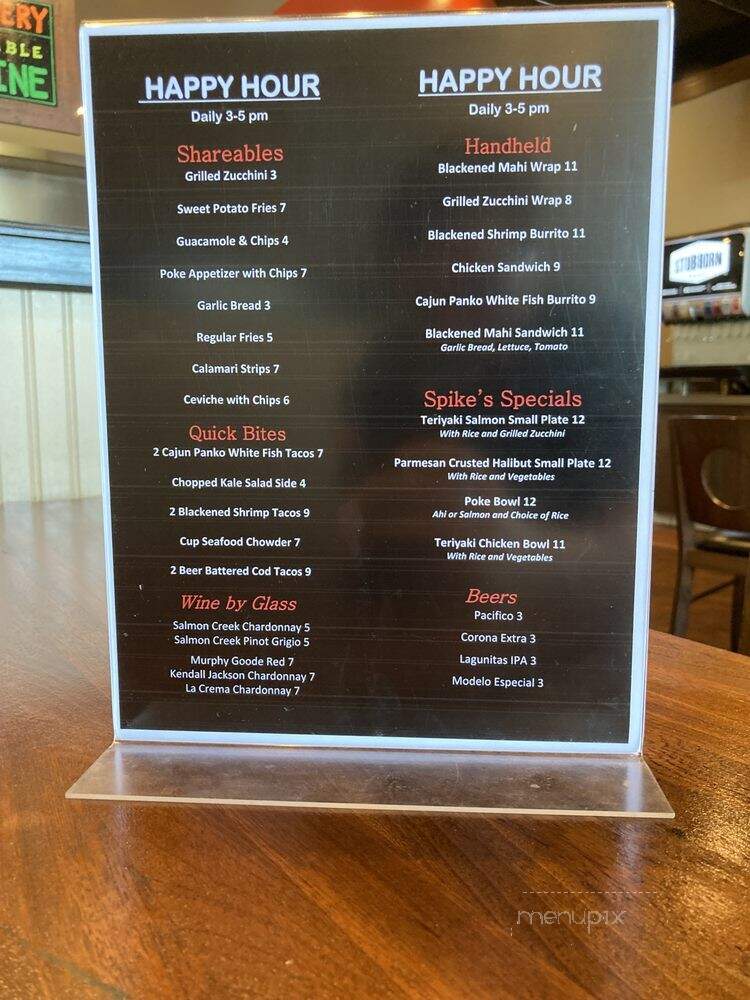 Spike's Fish House - Rancho Santa Margarita, CA menu_pic