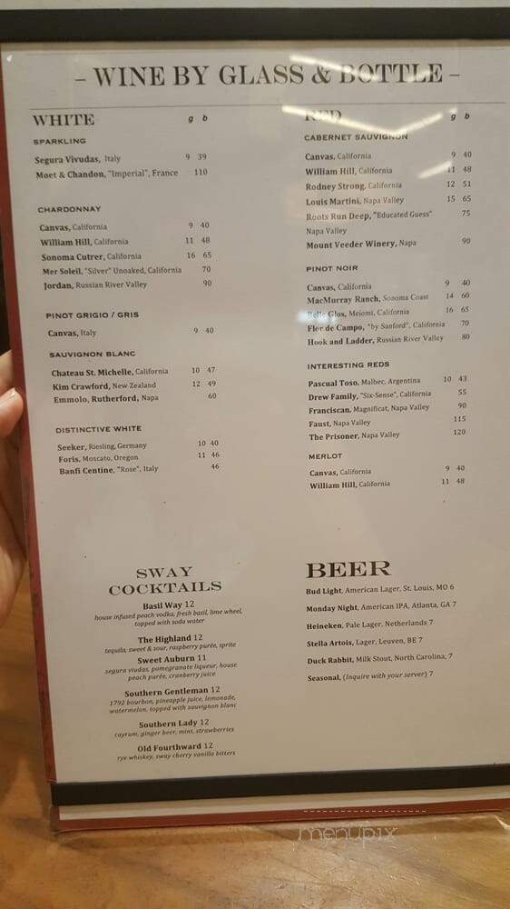 Sway - Atlanta, GA menu_pic