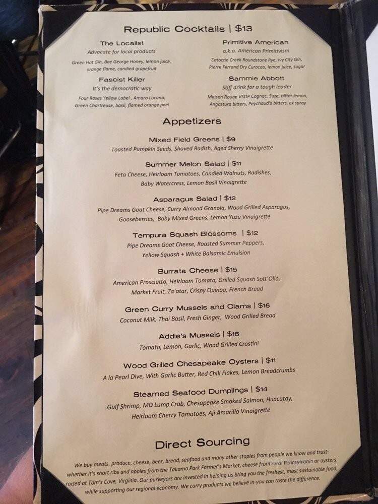 Republic - Takoma Park, MD menu_pic