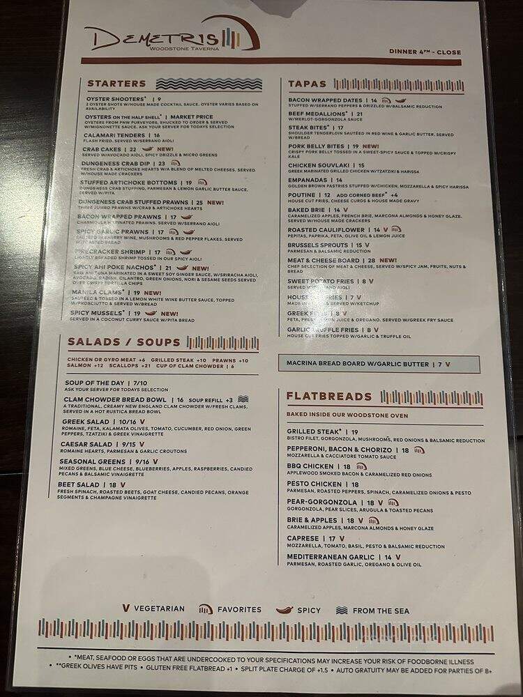 Demetri's Woodstone Taverna - Edmonds, WA menu_pic