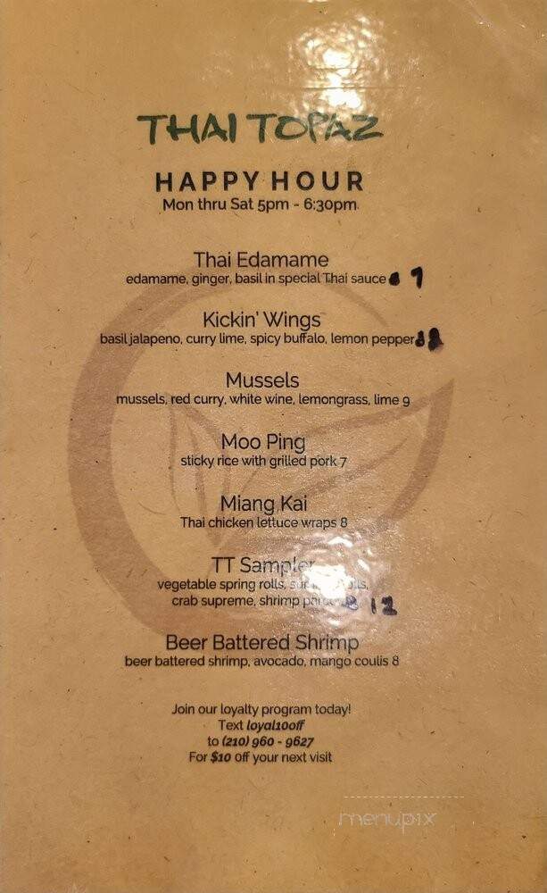 Thai Topaz Castle Hills - San Antonio, TX menu_pic