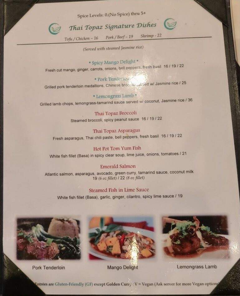Thai Topaz Castle Hills - San Antonio, TX menu_pic
